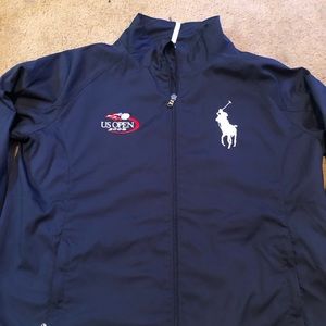 RLX US Open 2008 Ralph Lauren Women's L Windbreaker Big Pony Navy Blue